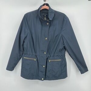 Brooks Brothers Blue&GoldUtilityJacketw/Stand-UpCollar Zipper&Button Front Sz 12